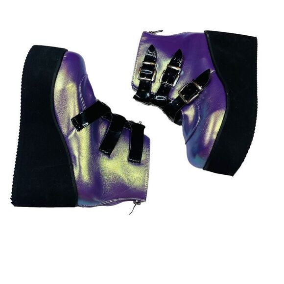 Purple Metallic Platform Ankle Boots - Size 6 - Picture 11 of 16